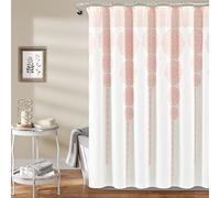 Lush Decor Stripe Medallion Shower Curtain-Fabric Mandala Bohemian Damask Print Design, Blue, Polyester, Blush, 72" W x 72" L (Pack of 1)
