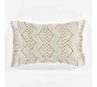 Lush Decor Studio Chevron Macrame Decorative Throw Pillow Cover, 20" W x 13" L, Neutral - Rectangle Pillow Cover - Throw Pillows For Bed, Couch, Or Chair