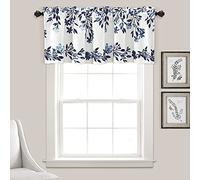 Lush Decor Tanisha Curtain Valance - Light Filtering, Floral Vine Print, Beautiful, Modern, Elegant Home Decor - 52" W x 18" L, Navy & White