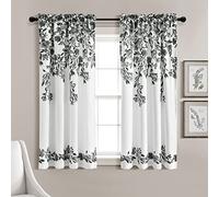 Lush Decor Tanisha Light Filtering Window Curtain Panel Pair, 63" L x 52" W, Black & White