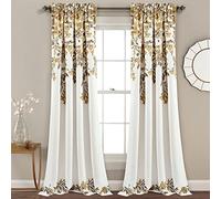 Lush Decor Tanisha Light Filtering Window Curtain Panel Pair, 84" Long x 52" Wide, Neutral & Gray