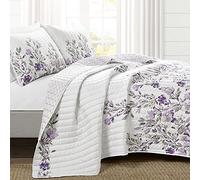 Lush Decor Tanisha Reversible 5 Piece Quilt Set, Gray & Purple, Full/Queen