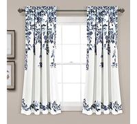 Lush Decor Tanisha Room Darkening Window Curtain Panel Pair, 63" L x 52" W+ 2" Header, Navy & White