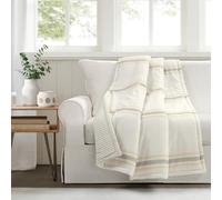 Lush Decor Throw Blanket Farmhouse Stripe, 60" x 50", Yellow