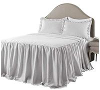 Lush Decor Ticking Stripe Bedspread Gray Shabby Chic Farmhouse Style Lightweight 3 Piece Set King