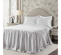 Lush Decor Ticking Stripe Bedspread Gray Vintage Chic Farmhouse Style Lightweight 3 Piece Set Full, Polyester