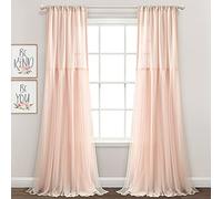 Lush Decor Tulle Skirt Solid Window Curtain Panel Pair, 84" L x 40" W, Blush