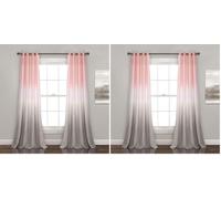 Lush Decor Umber Fiesta Curtains Room Darkening Window Panel Set for Living, Dining, Bedroom (Pair), 52" W x 84" L, Blush & Gray, 2 Count (Pack of 2)