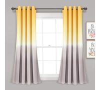 Lush Decor Umbre Fiesta Light Filtering Window Curtain Panel Pair, 52" W x 63" L, Yellow & Gray