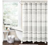 Lush Decor Urban Diamond Stripe Woven Tufted Eco-Friendly Recycled Cotton Shower Curtain, 72" x 72", Gray