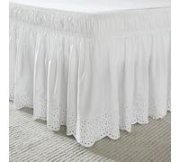 Lush Decor Vintage Eyelet Bed Skirt Single Twin/Twin XL/Full, Off White - Dust Ruffle - Wrap Around Bed Skirt - Coquette Decor