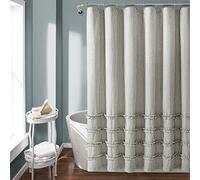 Lush Decor Vintage Stripe Yarn Dyed Cotton Shower Curtain, 72" x 72", Gray