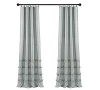 Lush Decor Vintage Stripe Yarn Dyed Cotton Window Curtain Panel Pair, 84" x 40", Denim Blue