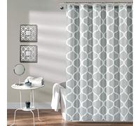 Lush Decor Washable and Durable, 72" x 72" Bathroom Shower Curtain with Bold Trellis Print on Soft Fabric, Light Gray
