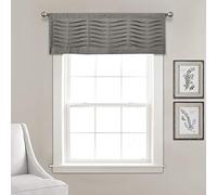 Lush Decor Wave Texture Valance Pleated Ruffle Fold Window Kitchen Curtain (Single), 18 x 52 Inches, Dark Grey