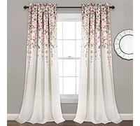 Lush Decor Weeping Flower Room Darkening Window Curtain Panel Pair, Blush & Gray, 95" Long x 52" Wide