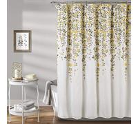 Lush Decor Weeping Flower Shower Curtain, 72” x 72”, Yellow & Gray