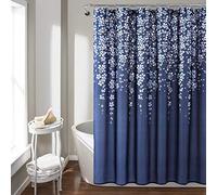 Lush Decor Weeping Flower Shower Curtain-Fabric Floral Vine Print Design, 72" x 72", Navy