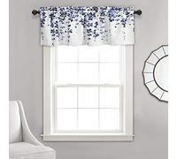 Lush Decor Weeping Flowers Window Valance for Kitchen, Living, Dining Room, Bedroom, Valance, Navy & Blue