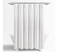 Lush Decor White Chenille Chevron Shower Curtain for Bathroom (72" x 72")