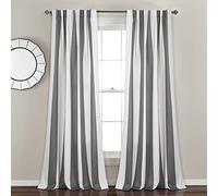 Lush Decor Wilbur Stripe Light Filtering Window Curtain Panel Pair, 84" Long x 52" Wide, Dark Gray