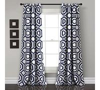 Lush Decor Window Curtain Panel Pair, Navy, 0