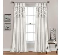 Lush Decor Window Curtain Panels, Polyester, White, 54" W x 84" L (Pack of 1)