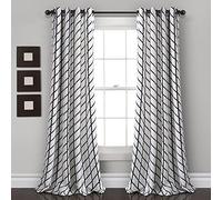 Lush Decor Window Curtain Set (95" x 52"), Polyester, White & Black, 52" W x 95" L (Pack of 1)