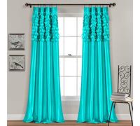 Lush Decor Window Curtains Panel Set for Living, Dining Room, Bedroom (Pair), Polyester, Turquoise, 84 inches