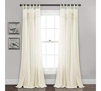 Lush Decor Curtains Ruffle Window Panel Set for Living, Dining, Bedroom (Pair), Polyester, Ivory, 40" W x 84" L (Pack of 1)