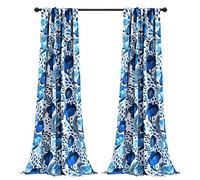 Lush Decor x 52", Blue Poppy Garden Curtains Room Darkening Window Set for Living, Dining, Bedroom, 84 in L Panel Pair