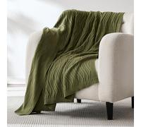 Lush Decor x Chuks Collins Shadow Bloom Throw Blanket Single 60" W x 70" L Green - Cozy Cable Knit Blanket - Luxury Throw - Super Soft Blanket for Bed, Couch, or Chair