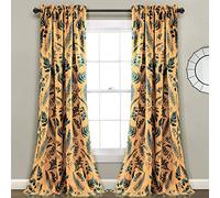 Lush Decor Yellow-and-Blue Devonia Room-Darkening Window Curtain Set (84" x 52")