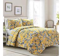 Lush Decor Yellow Dolores 3-Piece Quilt Set, Reversible Bedding (King)