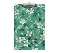 Lush Emerald Floral A4 Acrylic Clipboard for Papers Writing Planner, Office Wall Mounted Large Capacity Organizer