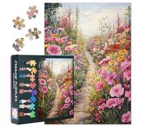Lush Floral Garden Paths Puzzles Birthday Party Gifts for Family Friends Vintage Landscape Jigsaw Puzzle Art for Home Decor Field Jigsaw Puzzles 1000 Pieces Impossible Challenging 27.5"X19.7"