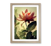 Lush Flower Framed Print | A3 Oak Framed Wall Art | Ready to Hang | Modern Floral Picture | Living Room Bedroom Lounge Office