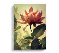 Lush Flower Gold, Green, Black Canvas Print for Living Room Bedroom Home Office Décor, Wall Art Picture Ready to Hang, 30x20 Inch (76x50 cm)