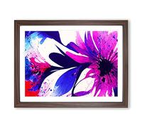 Lush Flower Splash Abstract Framed Print | A3 Walnut Framed Wall Art | Ready to Hang | Abstract Floral Picture | Living Room Bedroom Lounge Office