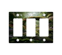 Lush Garden Light Switch Cover Plate/Outlet Covers, Vibrant Green Nature Scene for Home Decor, Thermoplastic Wall Plates, Standard Size 3 Gang Wall Plate