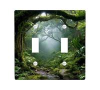 Lush Green Jungle Light Switch Cover Plates/Outlet Covers, Tropical Rainforest for Home Décor, Thermoplastic Wall Plates, Standard Size Double Toggle