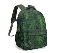 Lush Green Leaf 16 Inch Backpack All Over Print Tropical Jungle School Bag Vibrant Foliage Botanical Student Rucksack (07)