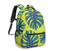 Lush Green Leaf 16 Inch Backpack All Over Print Tropical Jungle School Bag Vibrant Foliage Botanical Student Rucksack (03)
