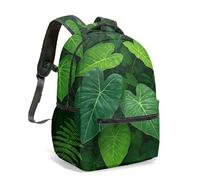 Lush Green Leaf 16 Inch Backpack All Over Print Tropical Jungle School Bag Vibrant Foliage Botanical Student Rucksack (01)