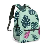 Lush Green Leaf 16 Inch Backpack All Over Print Tropical Jungle School Bag Vibrant Foliage Botanical Student Rucksack (10)