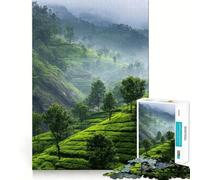 Lush Green Tea Plantation Landscape 1000 Pieces Jigsaw Puzzles for Adults Strong Logic Sharp Color Fun Challenge (38x52cm)