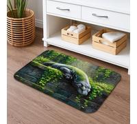 Lush Greenery Dinosaur Bath Mat, Nature Inspired Memory Foam Absorbent Non Slip Shower Rug, Safari Theme Washable Bath Rugs for Bathroom Decor 20x32 Inch