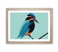 Lush Kingfisher Bird Abstract Framed Print | A3 Oak Framed Wall Art | Ready to Hang | Abstract Fantasy Picture | Living Room Bedroom Lounge Office