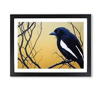 Lush Magpie Bird Framed Print | A2 Black Framed Wall Art | Ready to Hang | Modern Nature Picture | Living Room Bedroom Lounge Office