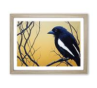 Lush Magpie Bird Framed Print | A3 Oak Framed Wall Art | Ready to Hang | Modern Nature Picture | Living Room Bedroom Lounge Office